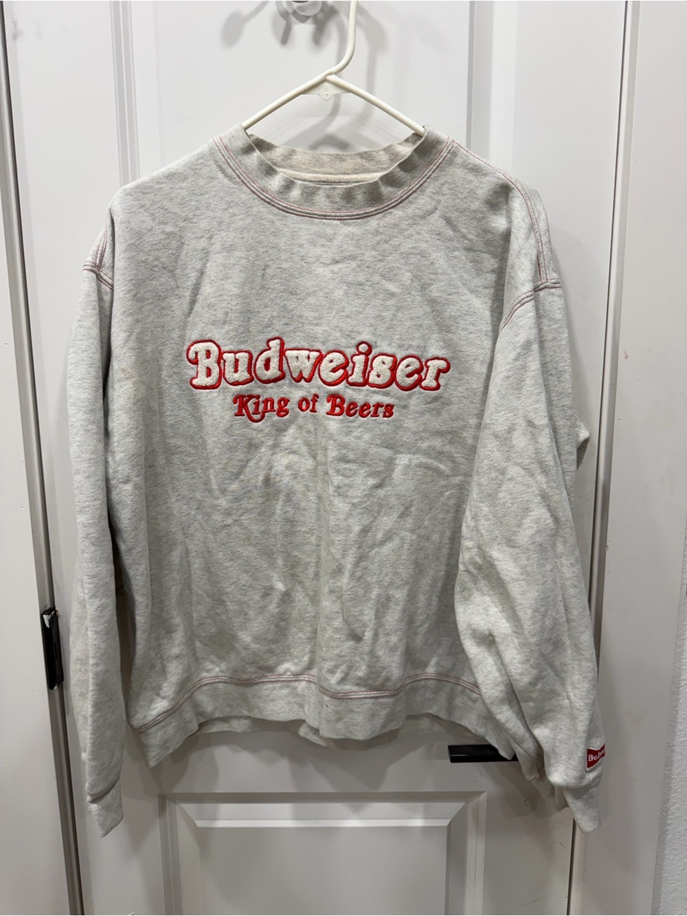 PacSun Men’s Crewneck Sweatshirt - Light Gray with Red Script